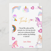 シンプルスクリプトunicorn誕生日サンキューカード 招待状 (正面/裏面)