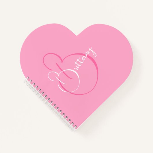 シンプルスクリプパーソナライズされたトのピンクハート ノートブック (正面)