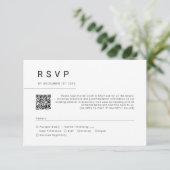 シンプルスクリプミニマルトタイポグラフィ結婚のQRコード 出欠カード (スタンド正面)