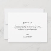 シンプルスクリプミニマルトメイド・オブ・オーナー(花嫁付き添い人)サンキューカード 招待状 (裏面)