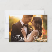 シンプルスクリプモダントとシック結婚の写真 サンキューカード (正面)