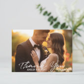 シンプルスクリプモダントとシック結婚の写真 サンキューカード (スタンド正面)