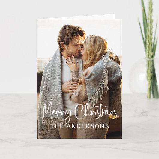 シンプルスクリプモダントと写真 | メリークリスマス シーズンカード (正面)