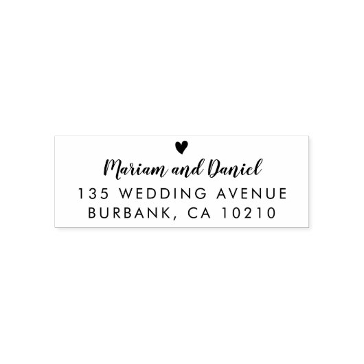 シンプルスクリプモダントハート結婚の差出人住所 セルフインキングスタンプ (デザイン)
