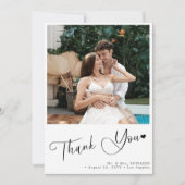 シンプルスクリプモダントハート2写真結婚の サンキューカード (正面)