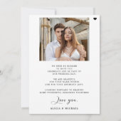 シンプルスクリプモダントハート2写真結婚の サンキューカード (裏面)