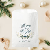 シンプルスクリプモダント水色クリスマスホリデー フェイバーバッグ