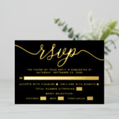 シンプルスクリプ実在ト – ホイル – ウェディングRSVP & Menu 箔招待状 (立ち正面)