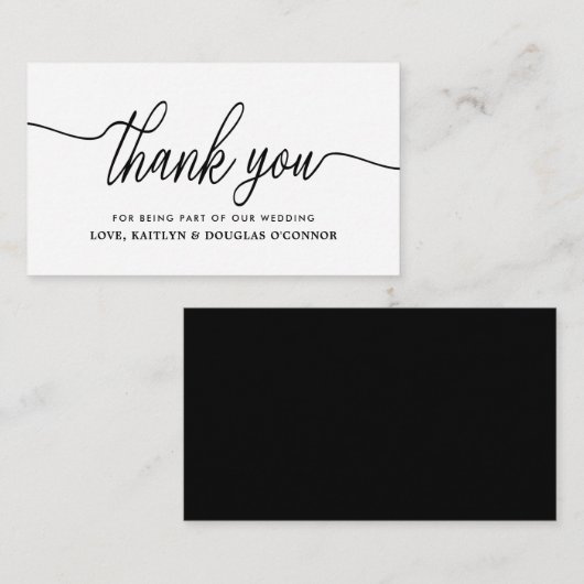 シンプルスクリプ結婚トありがとう エンクロージャーカード (正面/裏面)