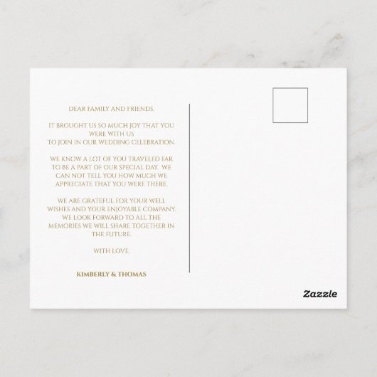 シンプルスクリプ結婚トありがとう ポストカード (裏面)