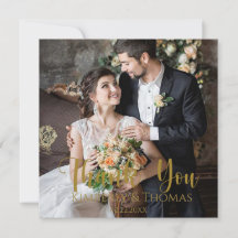 シンプルスクリプ結婚トのフラットサンキューカード