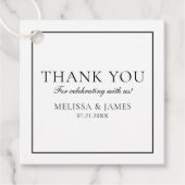 シンプルスクリプ結婚トの感謝の白 フェイバータグ (正面)