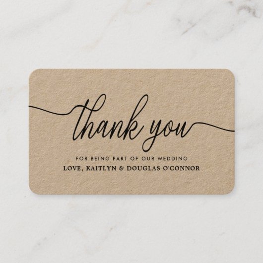 シンプルスクリプ結婚トサンキューカード 名刺 (正面)