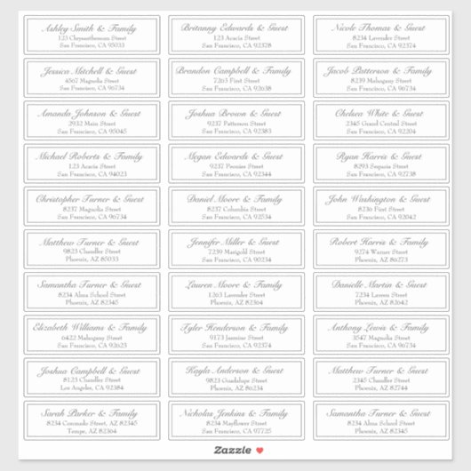 シンプルスクリプ結婚ト名アドレス シール (シート)