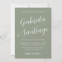シンプルスクリプ結婚トSage Green White