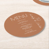 シンプルスクリ結婚プトのディナーメニューテラコッタ ラウンドペーパーコースター (アングル)