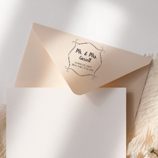 シンプルスクロールファミリ名差出人住所 ラバースタンプ