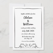 シンプルスケッチのタイムレス手書きスワンズ結婚ズ 招待状 (正面)