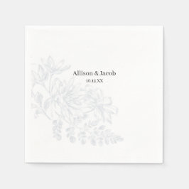 シンプルスケッチダスティブルーライン結婚ナプキンス スタンダードカクテルナプキン