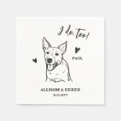 シンプルスケッチ犬の愛撫カスタムを結婚する スタンダードカクテルナプキン (正面)