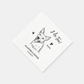 シンプルスケッチ犬の愛撫カスタムを結婚する スタンダードカクテルナプキン (角)