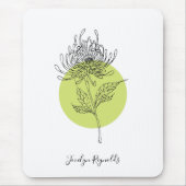 シンプルスケッチDahlia植物名付き マウスパッド (正面)