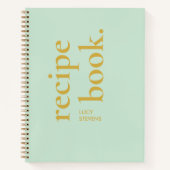 シンプルスタイリッシュはっきりした緑と金ゴールド名レシピ ノートブック (正面)