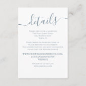 シンプルスタイリッシュほこりっぽい青い書道詳細 エンクロージャーカード (正面)