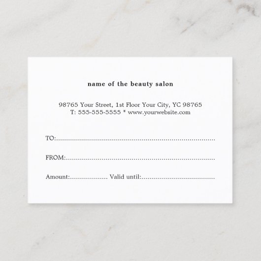 シンプルスタイリッシュエレガント美しい贈与証 割引カード (裏面)