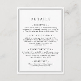シンプルスタイリッシュクラシックタイポグラフィ結婚詳細 エンクロージャーカード
