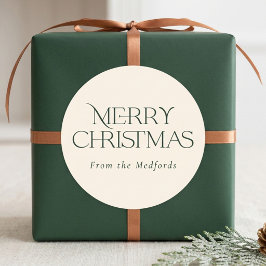 シンプルスタイリッシュクリスマス |緑のアイボリー ラウンドシール