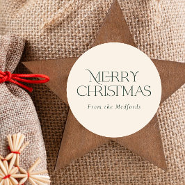 シンプルスタイリッシュクリスマス |緑のアイボリー ラウンドシール