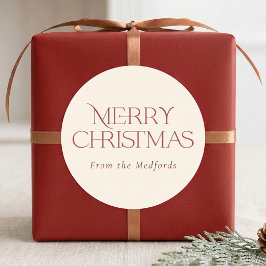 シンプルスタイリッシュクリスマス |赤いアイボリー ラウンドシール