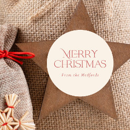 シンプルスタイリッシュクリスマス |赤いアイボリー ラウンドシール