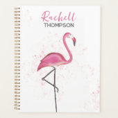 シンプルスタイリッシュシックなピンクのフラミンゴの水彩色 プランナー手帳 (正面)