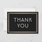 シンプルスタイリッシュタイポグラフィブラック、ホワイト、金ゴールド サンキューカード (正面)