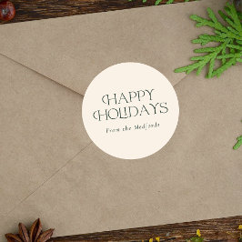 シンプルスタイリッシュハッピーホリデー |緑のアイボリー ラウンドシール