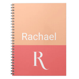 シンプルスタイリッシュピーチモノグラム名 ノートブック
