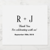 シンプルスタイリッシュホワイトサンキューモノグラム結婚ズ スパークリングワインラベル (シングルラベル)