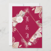 シンプルスタイリッシュボホマゼンタフローラ結婚ズ 招待状 (正面)