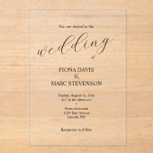 シンプルスタイリッシュミニマル書結婚の アクリル招待状 (正面)