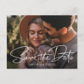 シンプルスタイリッシュモダンパーソナライズされた写真結婚の インビテーションポストカード (正面)