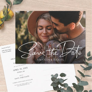 シンプルスタイリッシュモダンパーソナライズされた写真結婚の インビテーションポストカード