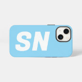 シンプルスタイリッシュモダン名ミニマルLight Blue iPhoneケース (裏面横)