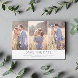 シンプルスタイリッシュモダン数々の写真結婚の セーブザデート<br><div class="desc">日シンプル付スタイリッシュを保存して写真コラージュのデザイン結婚式3つ。共有3枚のお気に入りの婚約写真と一緒にこの写真コラージュ結婚式の日付カードを保存する。</div>