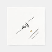 シンプルスタイリッシュモダン結婚モノグラムのイニシャル スタンダードカクテルナプキン (正面)