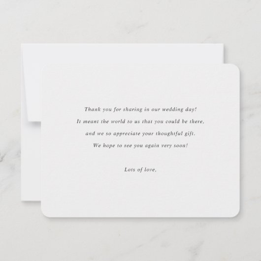 シンプルスタイリッシュモダン金ゴールド結婚タイポグラフィ サンキューカード (裏面)