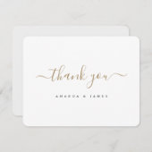 シンプルスタイリッシュモダン金ゴールド結婚タイポグラフィ サンキューカード (正面/裏面)