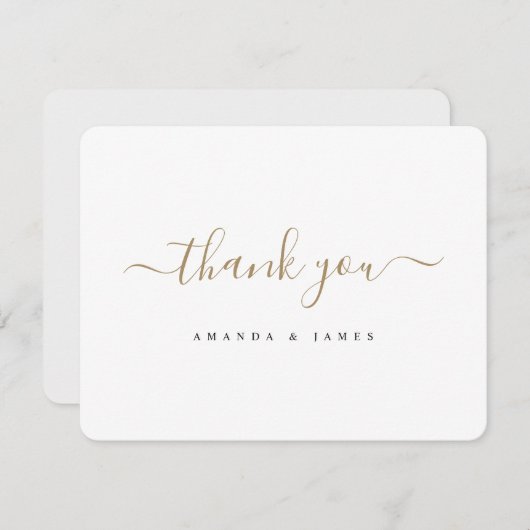 シンプルスタイリッシュモダン金ゴールド結婚タイポグラフィ サンキューカード (正面/裏面)