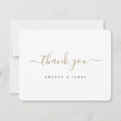 シンプルスタイリッシュモダン金ゴールド結婚タイポグラフィ サンキューカード (正面)